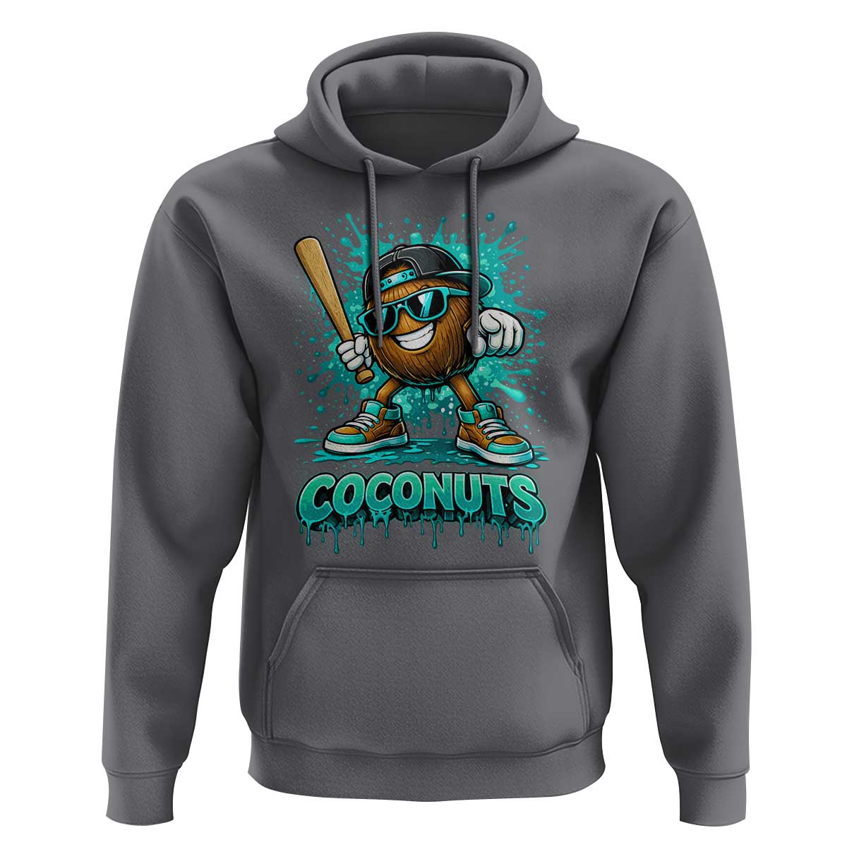Baseball Coconut Hoodie Funny Graffiti Splatter Sports