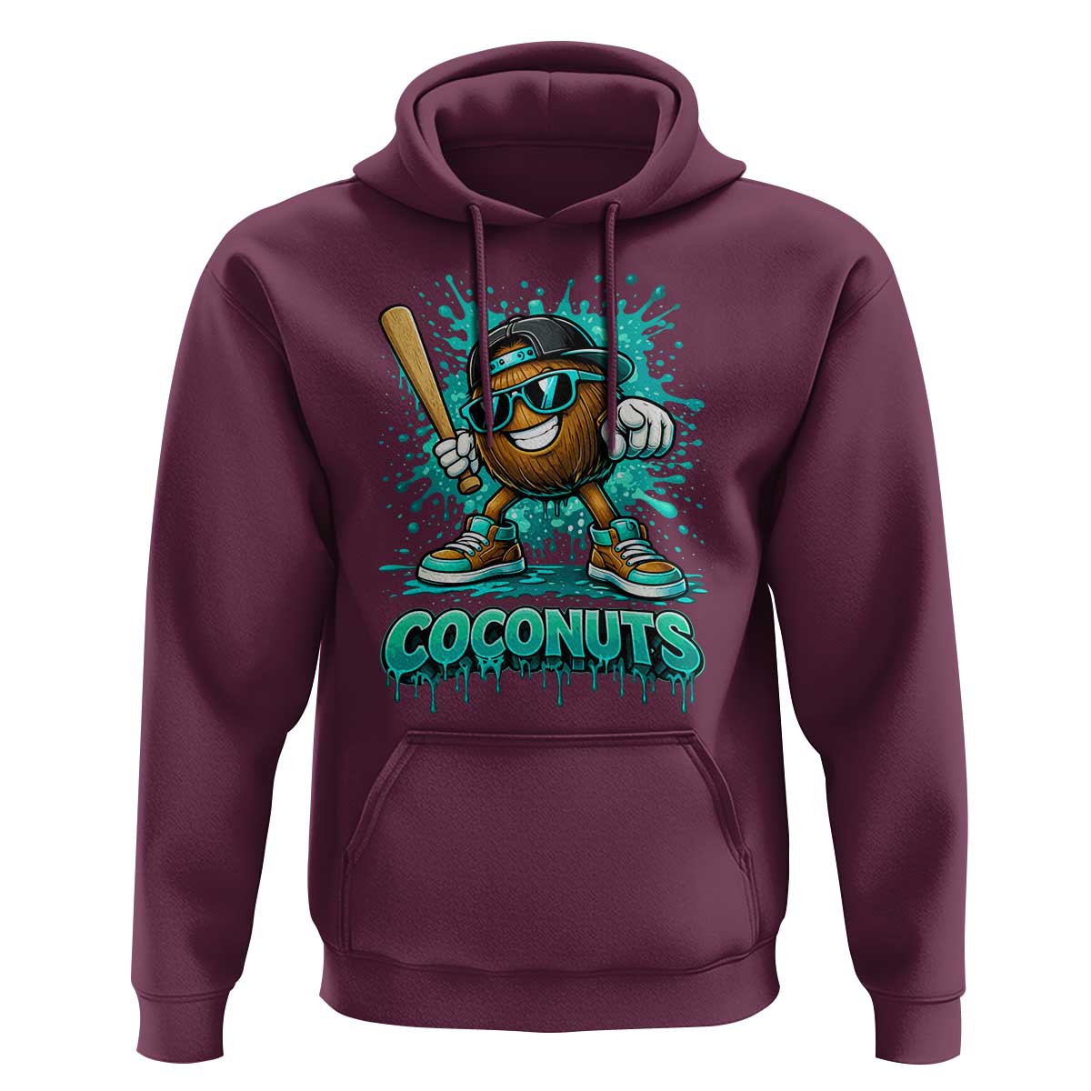 Baseball Coconut Hoodie Funny Graffiti Splatter Sports