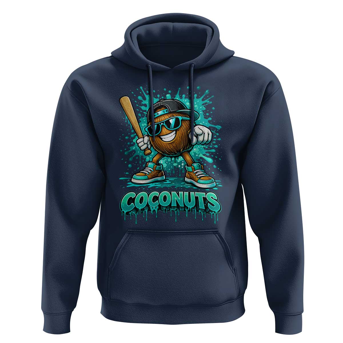 Baseball Coconut Hoodie Funny Graffiti Splatter Sports