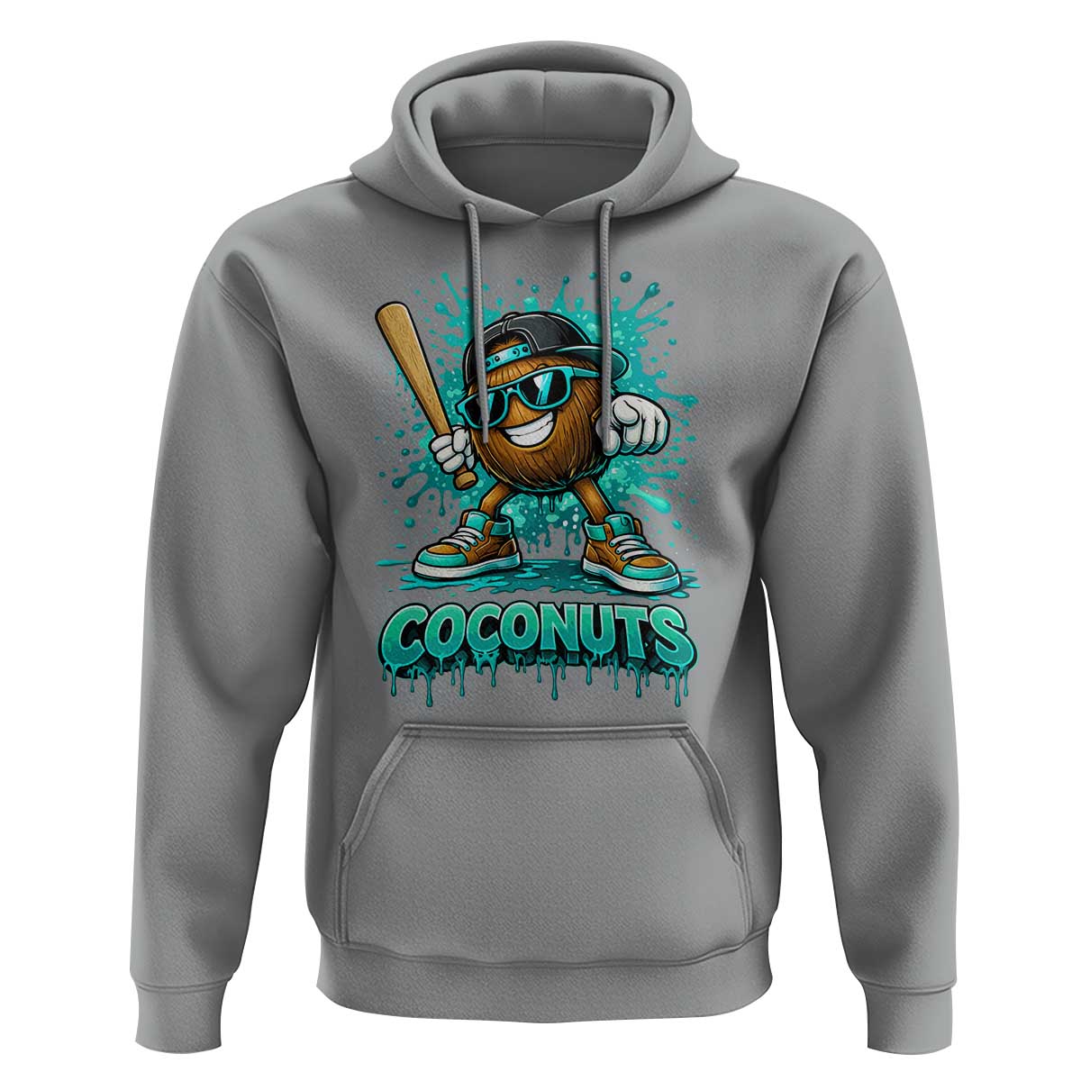 Baseball Coconut Hoodie Funny Graffiti Splatter Sports