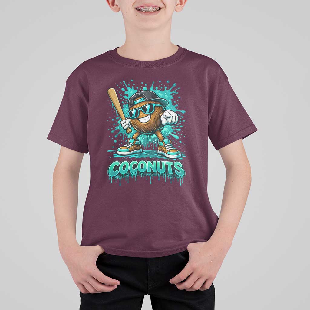 Baseball Coconut T Shirt For Kid Funny Graffiti Splatter Sports
