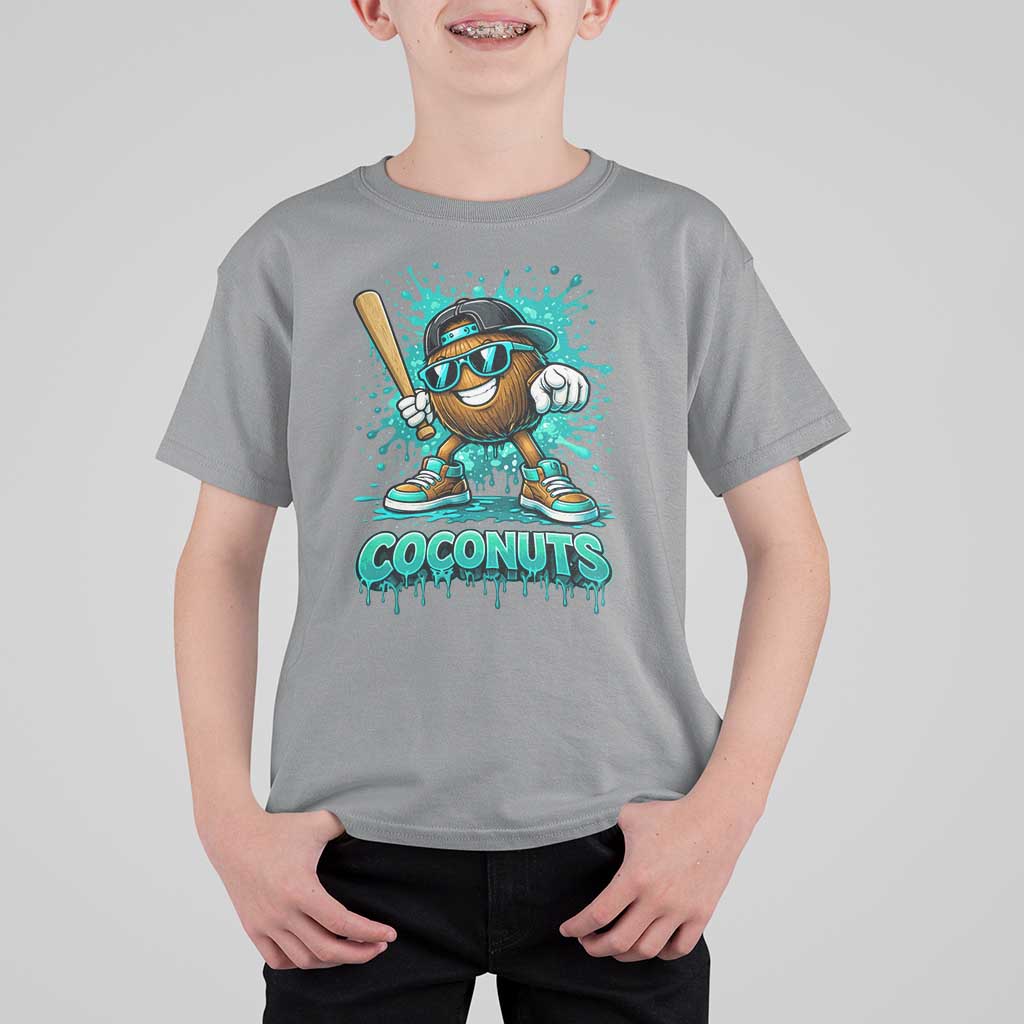 Baseball Coconut T Shirt For Kid Funny Graffiti Splatter Sports