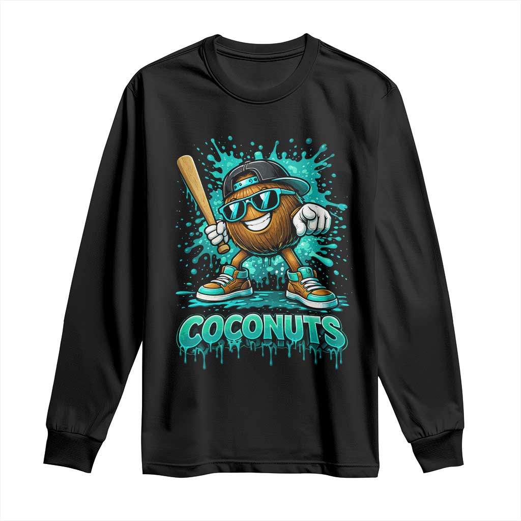 Baseball Coconut Long Sleeve Shirt Funny Graffiti Splatter Sports