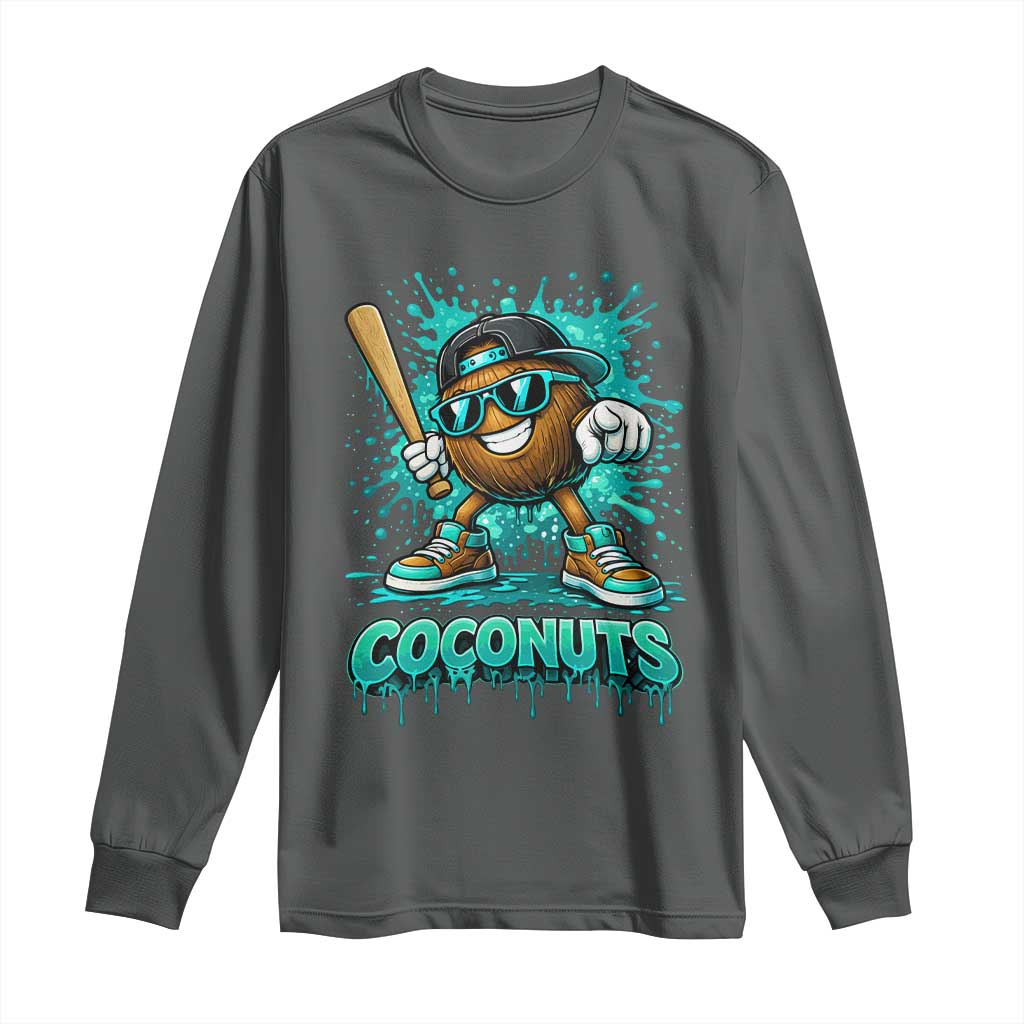 Baseball Coconut Long Sleeve Shirt Funny Graffiti Splatter Sports