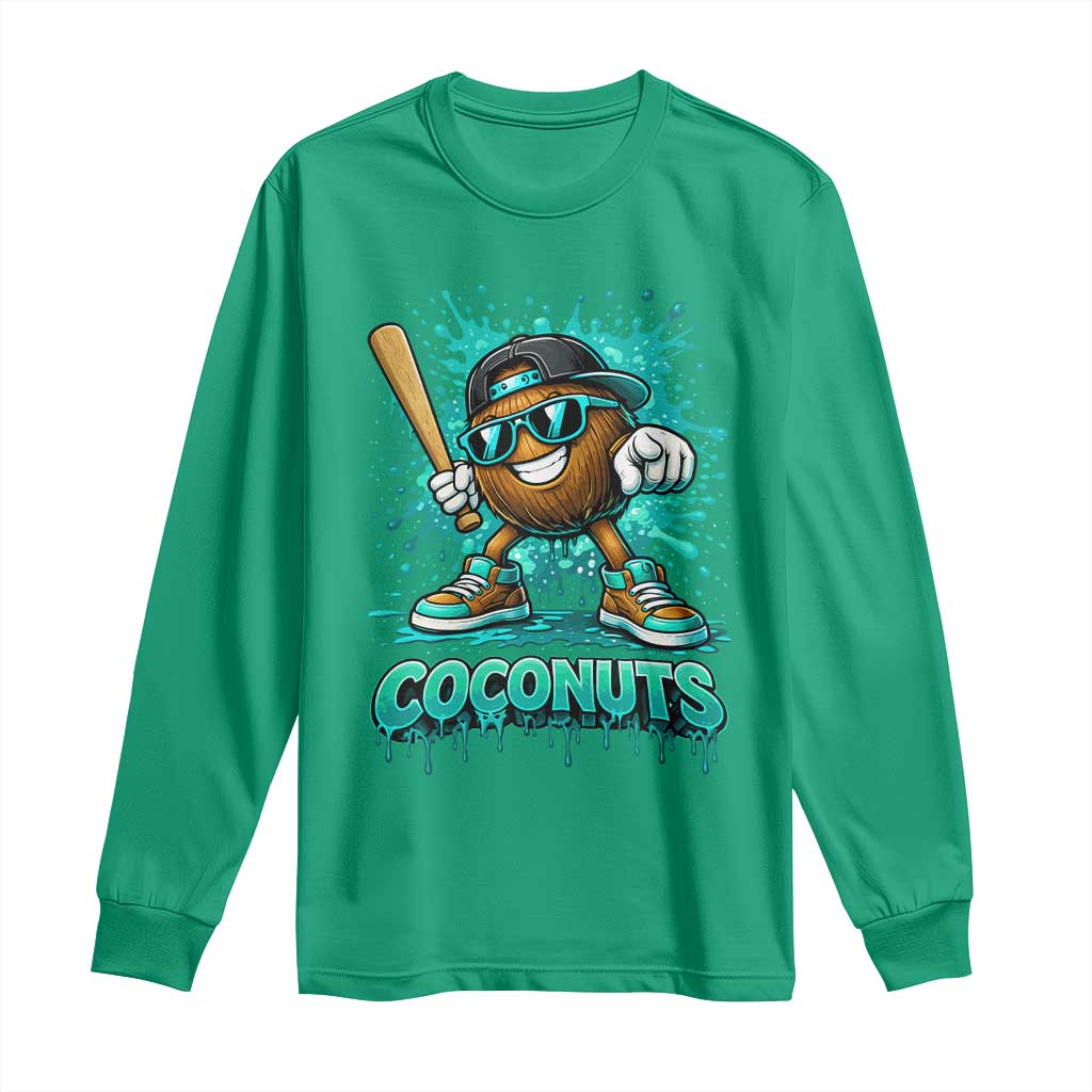 Baseball Coconut Long Sleeve Shirt Funny Graffiti Splatter Sports
