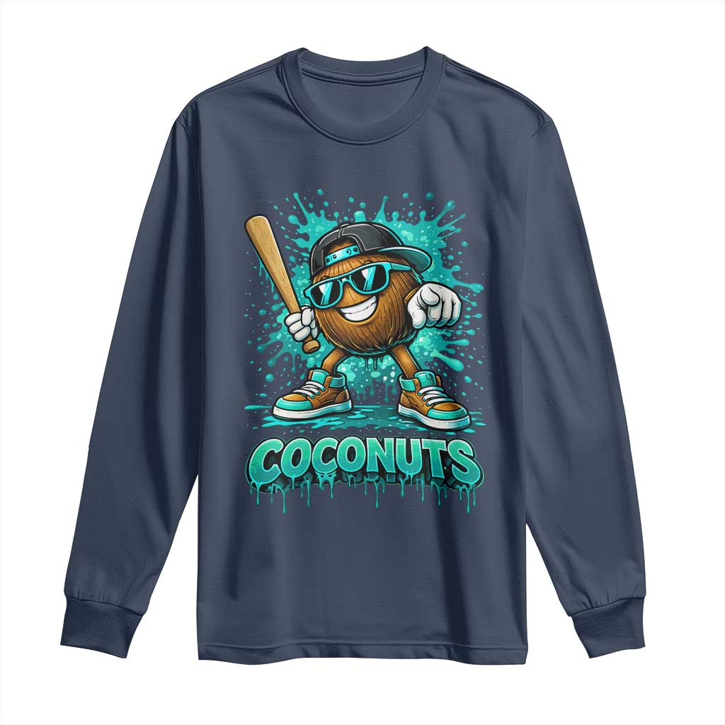 Baseball Coconut Long Sleeve Shirt Funny Graffiti Splatter Sports