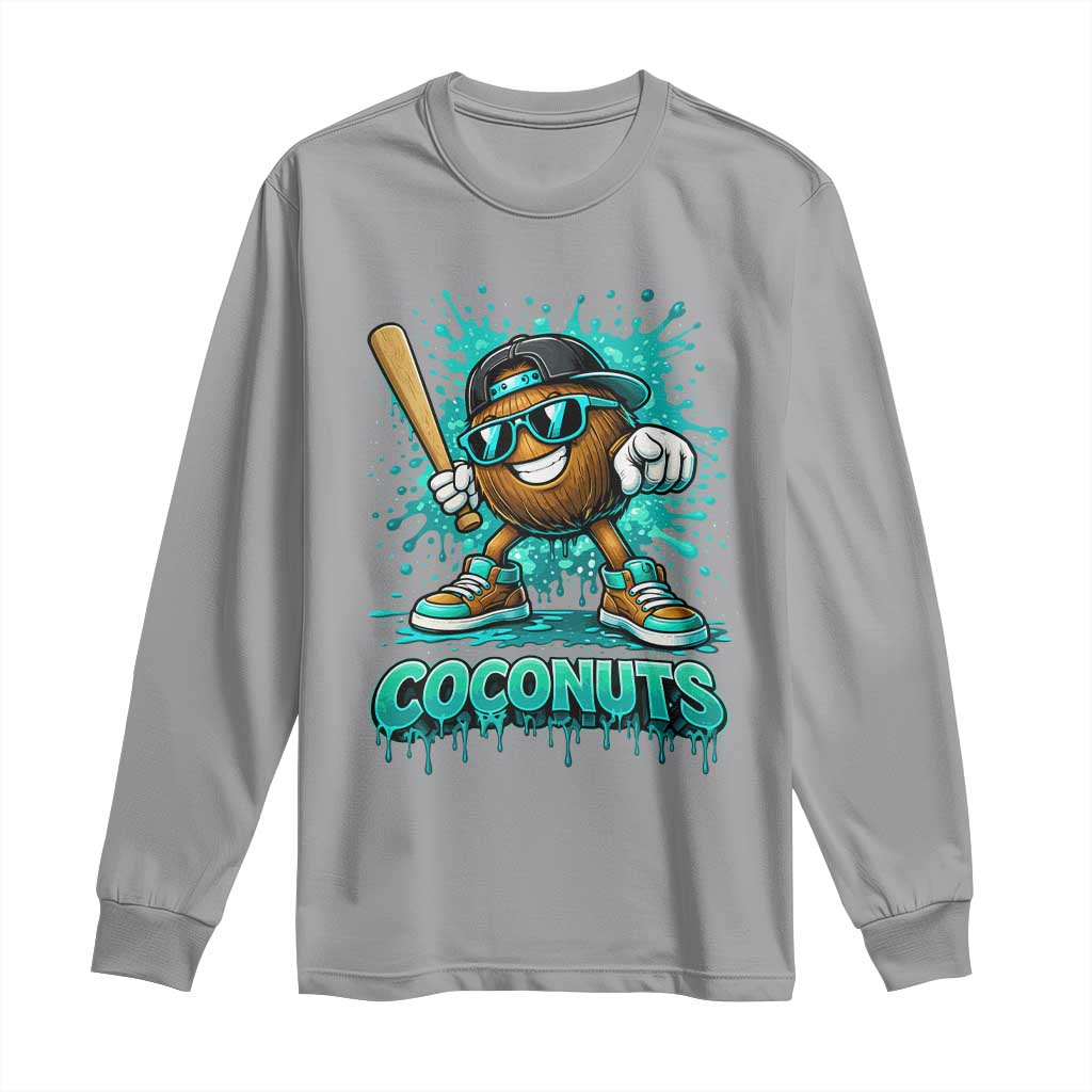 Baseball Coconut Long Sleeve Shirt Funny Graffiti Splatter Sports