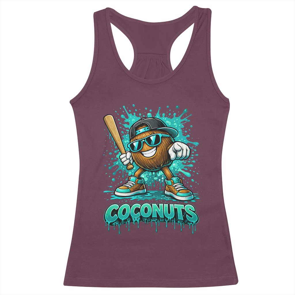 Baseball Coconut Racerback Tank Top Funny Graffiti Splatter Sports