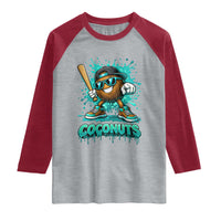 Baseball Coconut Raglan Shirt Funny Graffiti Splatter Sports