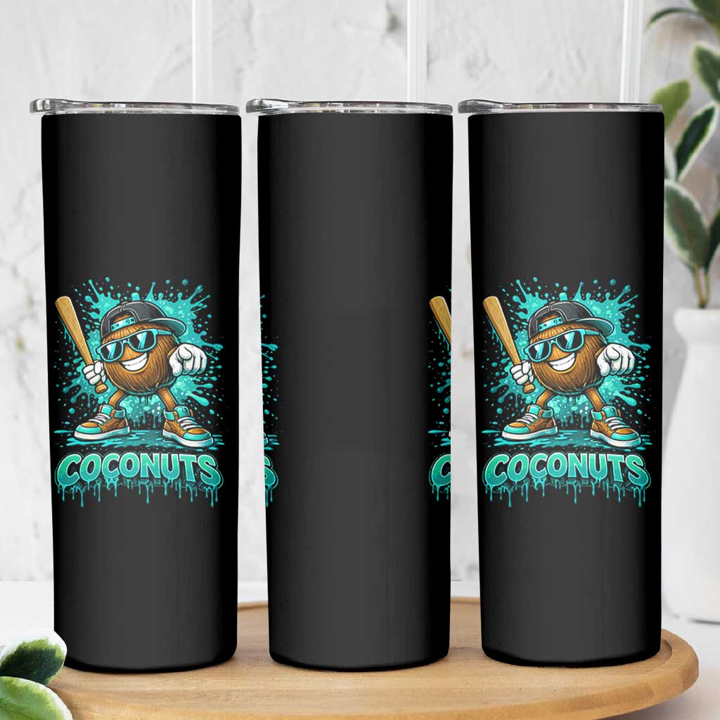 Baseball Coconut Skinny Tumbler Funny Graffiti Splatter Sports
