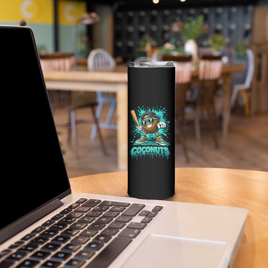 Baseball Coconut Skinny Tumbler Funny Graffiti Splatter Sports