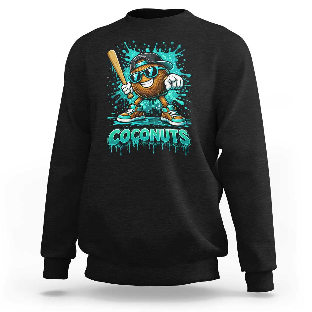 Baseball Coconut Sweatshirt Funny Graffiti Splatter Sports