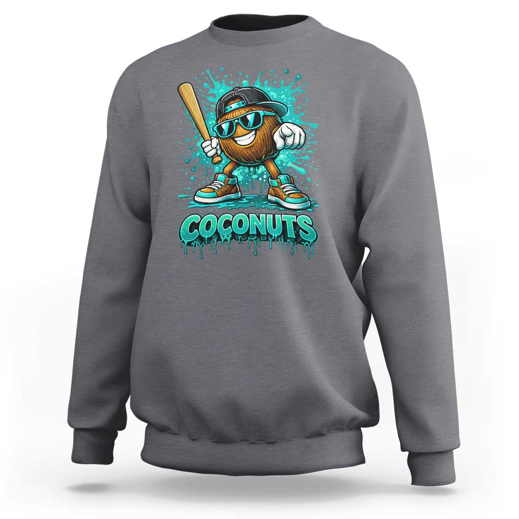 Baseball Coconut Sweatshirt Funny Graffiti Splatter Sports
