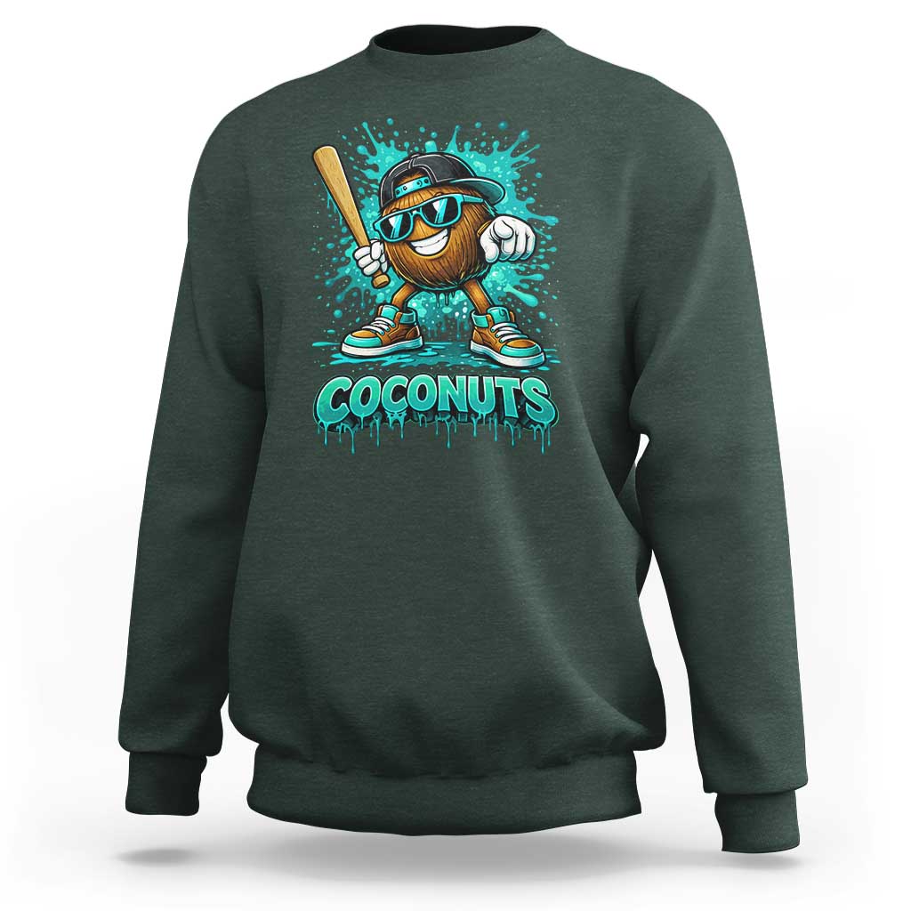 Baseball Coconut Sweatshirt Funny Graffiti Splatter Sports