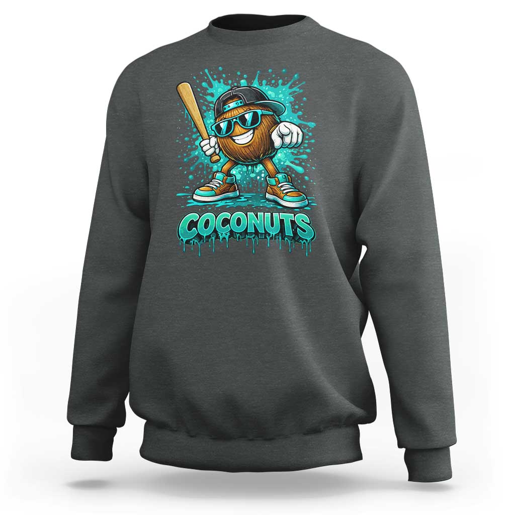 Baseball Coconut Sweatshirt Funny Graffiti Splatter Sports
