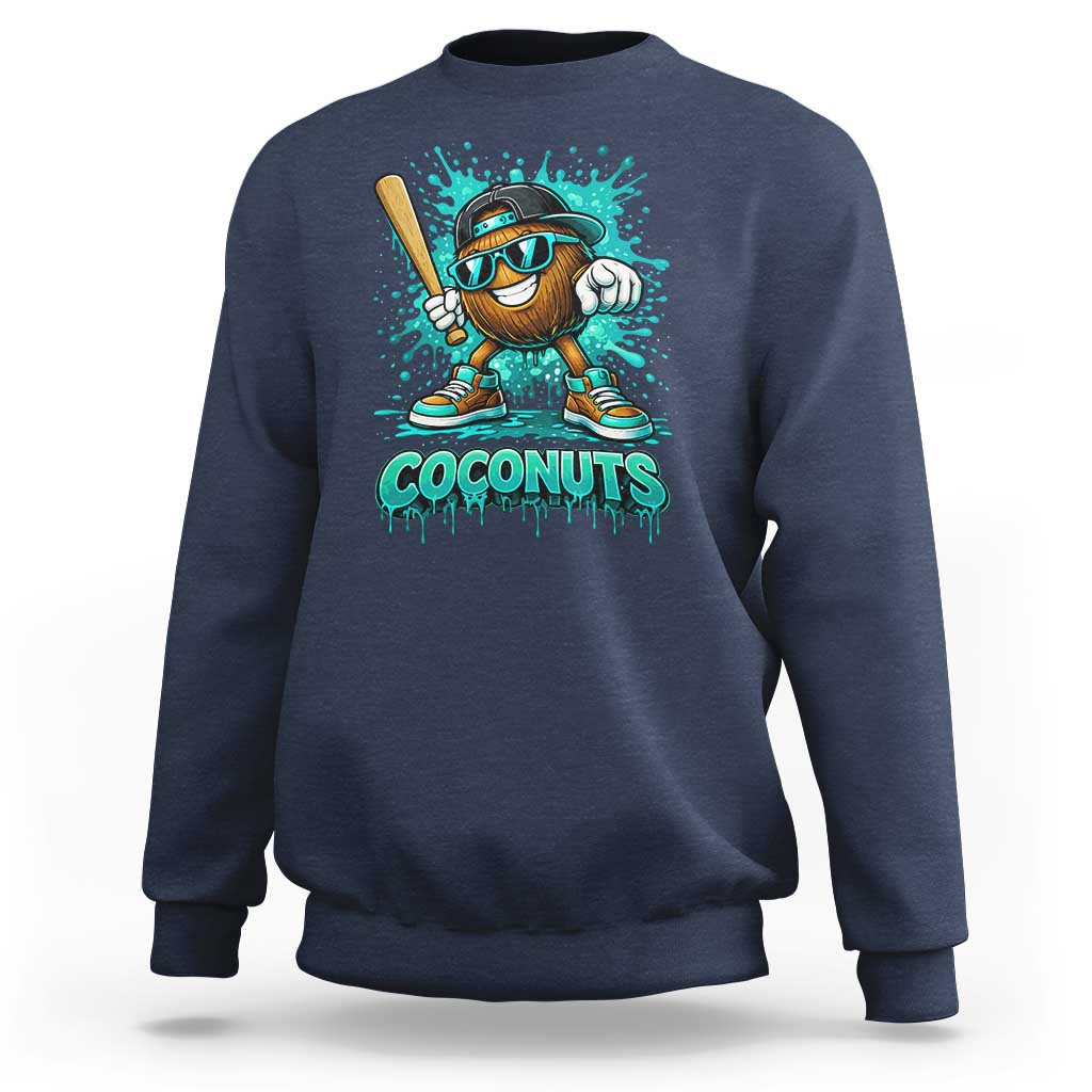Baseball Coconut Sweatshirt Funny Graffiti Splatter Sports
