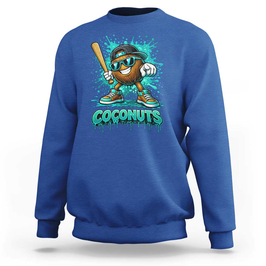 Baseball Coconut Sweatshirt Funny Graffiti Splatter Sports