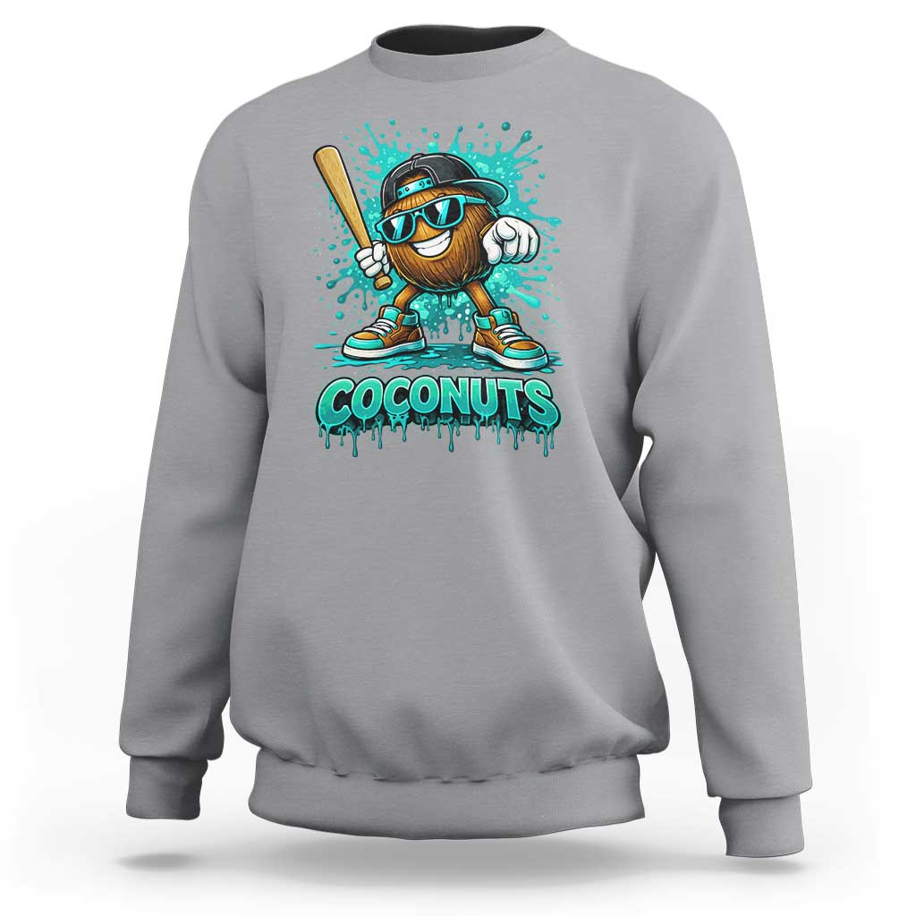 Baseball Coconut Sweatshirt Funny Graffiti Splatter Sports