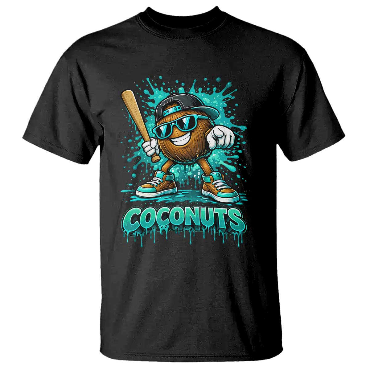 Baseball Coconut T Shirt Funny Graffiti Splatter Sports