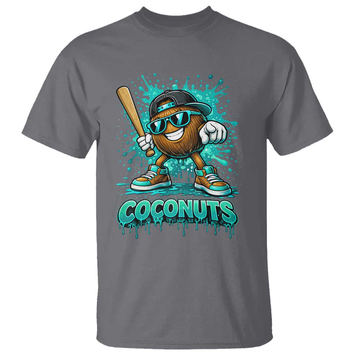 Baseball Coconut T Shirt Funny Graffiti Splatter Sports