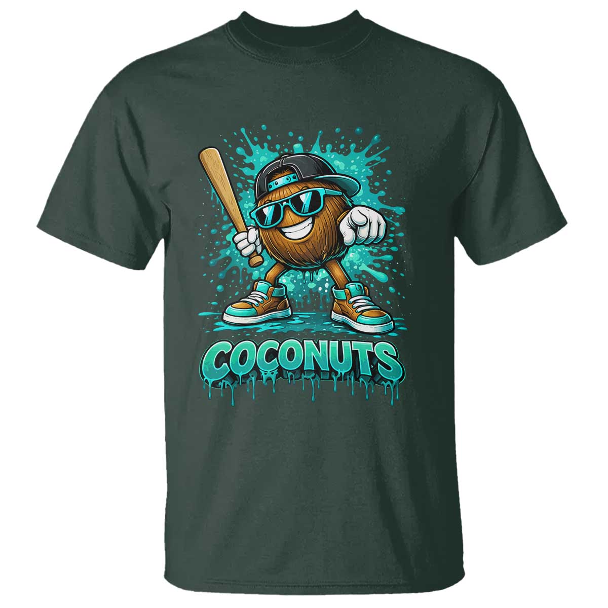 Baseball Coconut T Shirt Funny Graffiti Splatter Sports