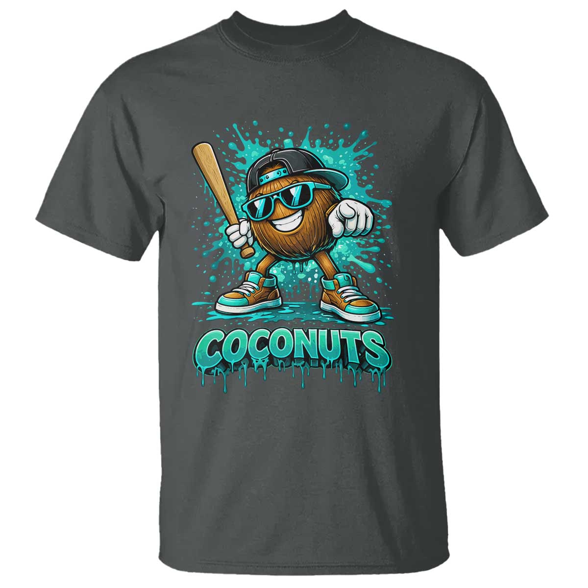 Baseball Coconut T Shirt Funny Graffiti Splatter Sports