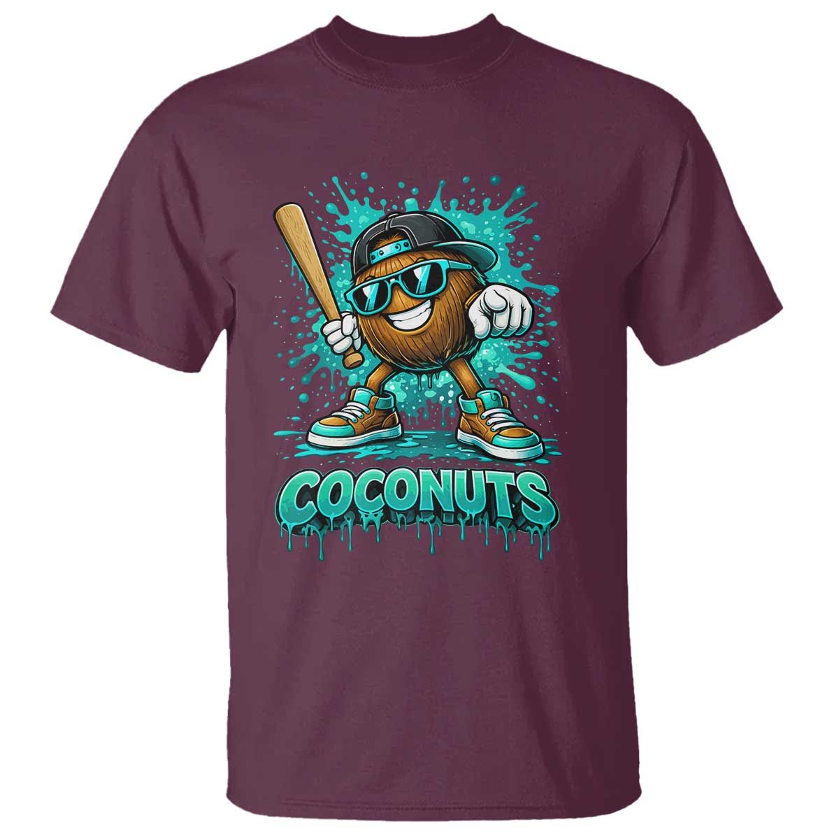 Baseball Coconut T Shirt Funny Graffiti Splatter Sports