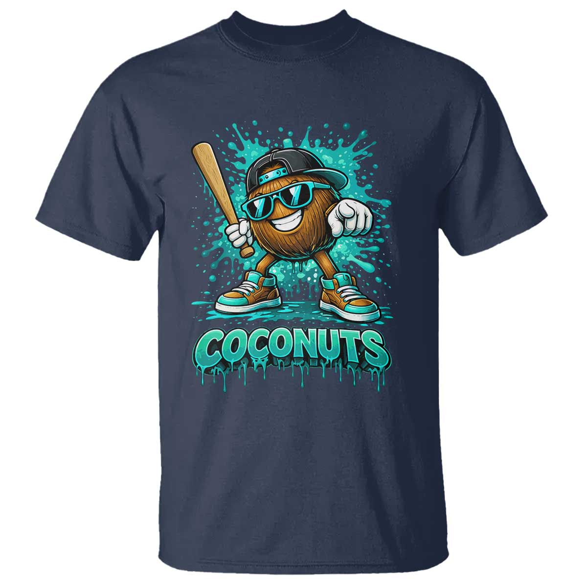 Baseball Coconut T Shirt Funny Graffiti Splatter Sports