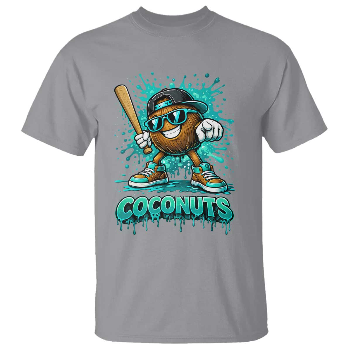 Baseball Coconut T Shirt Funny Graffiti Splatter Sports
