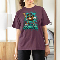 Baseball Coconut T Shirt For Women Funny Graffiti Splatter Sports