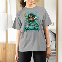 Baseball Coconut T Shirt For Women Funny Graffiti Splatter Sports