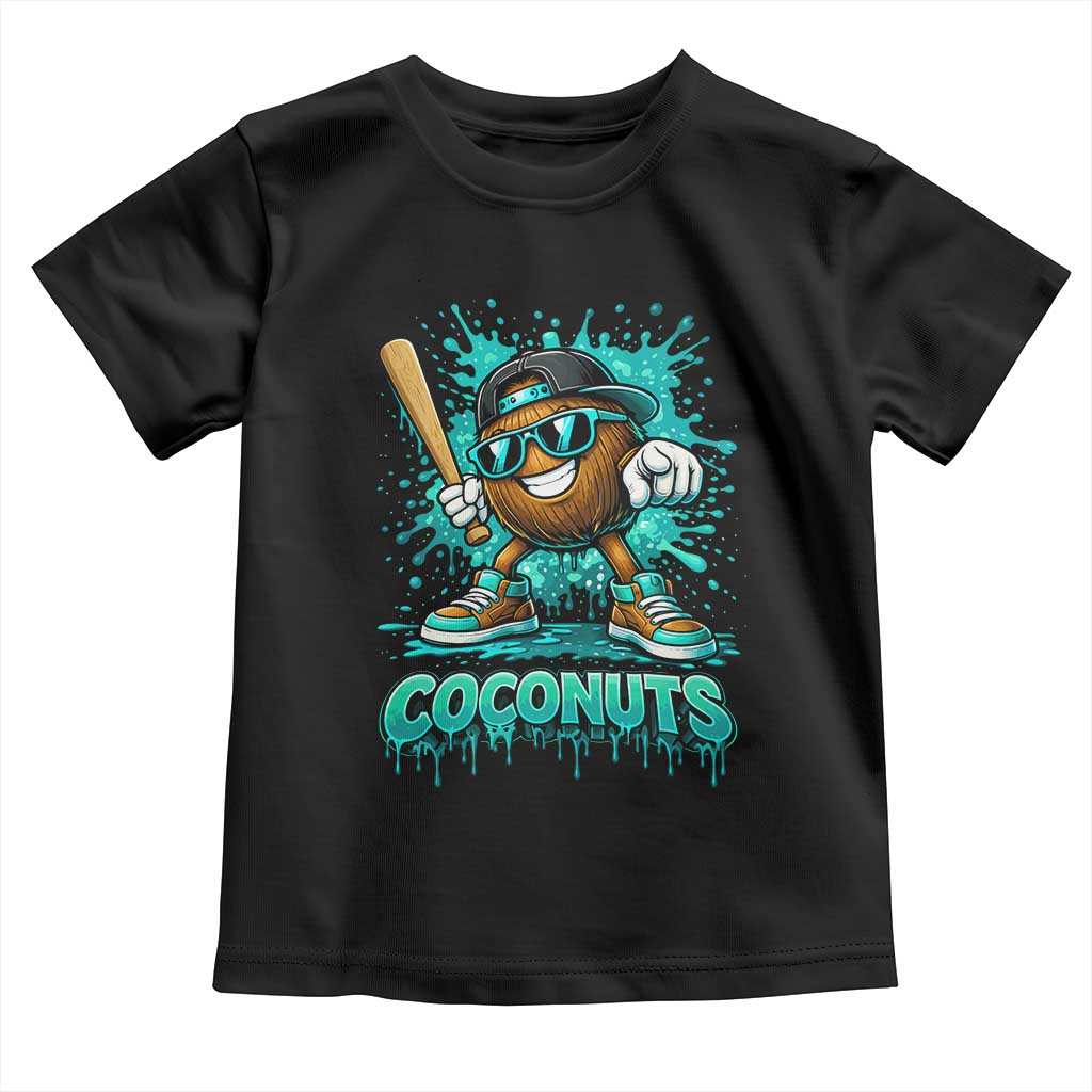 Baseball Coconut Toddler T Shirt Funny Graffiti Splatter Sports