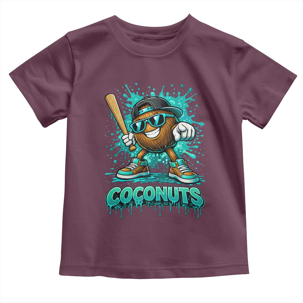 Baseball Coconut Toddler T Shirt Funny Graffiti Splatter Sports