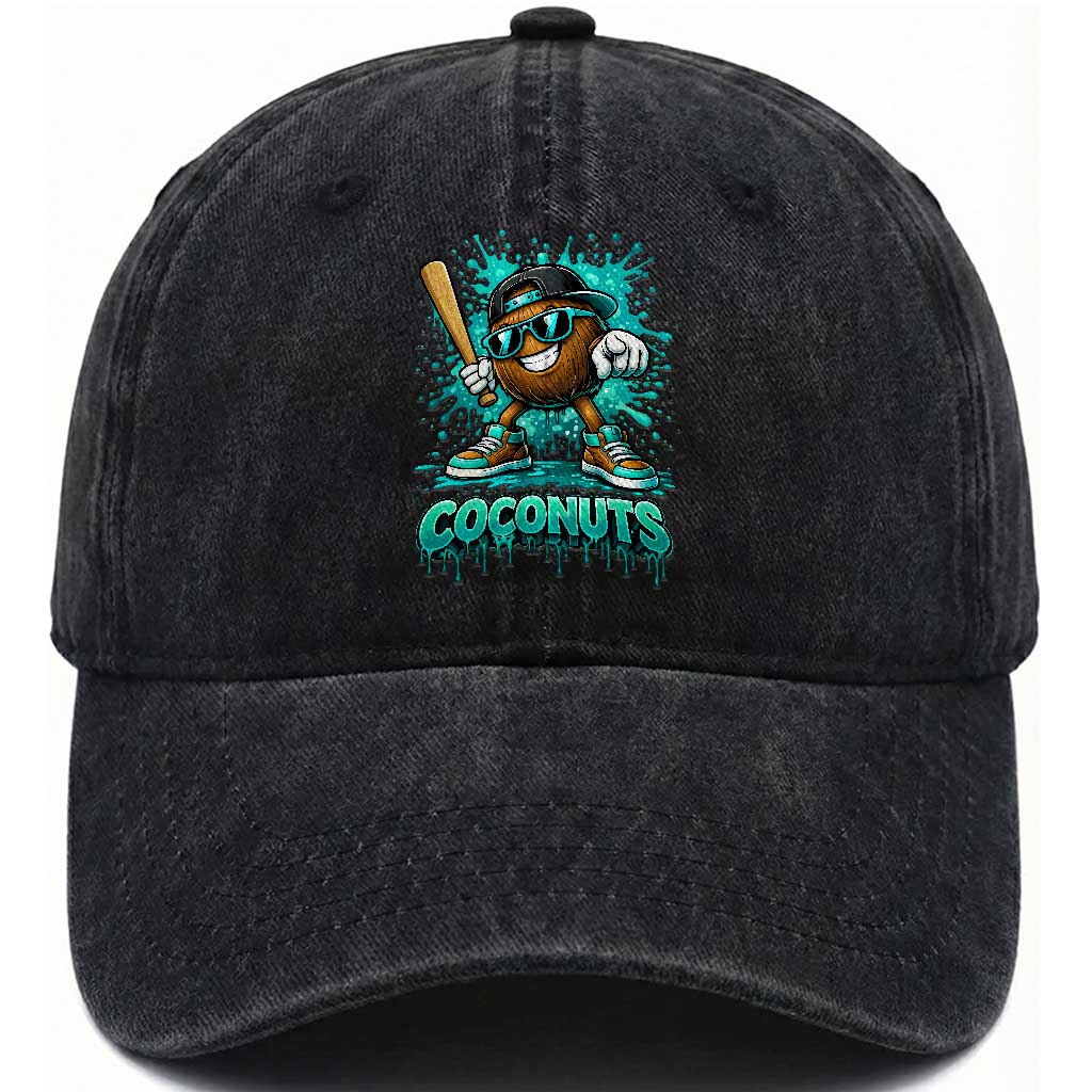 Baseball Coconut Washed Cotton Baseball Cap Funny Graffiti Splatter Sports