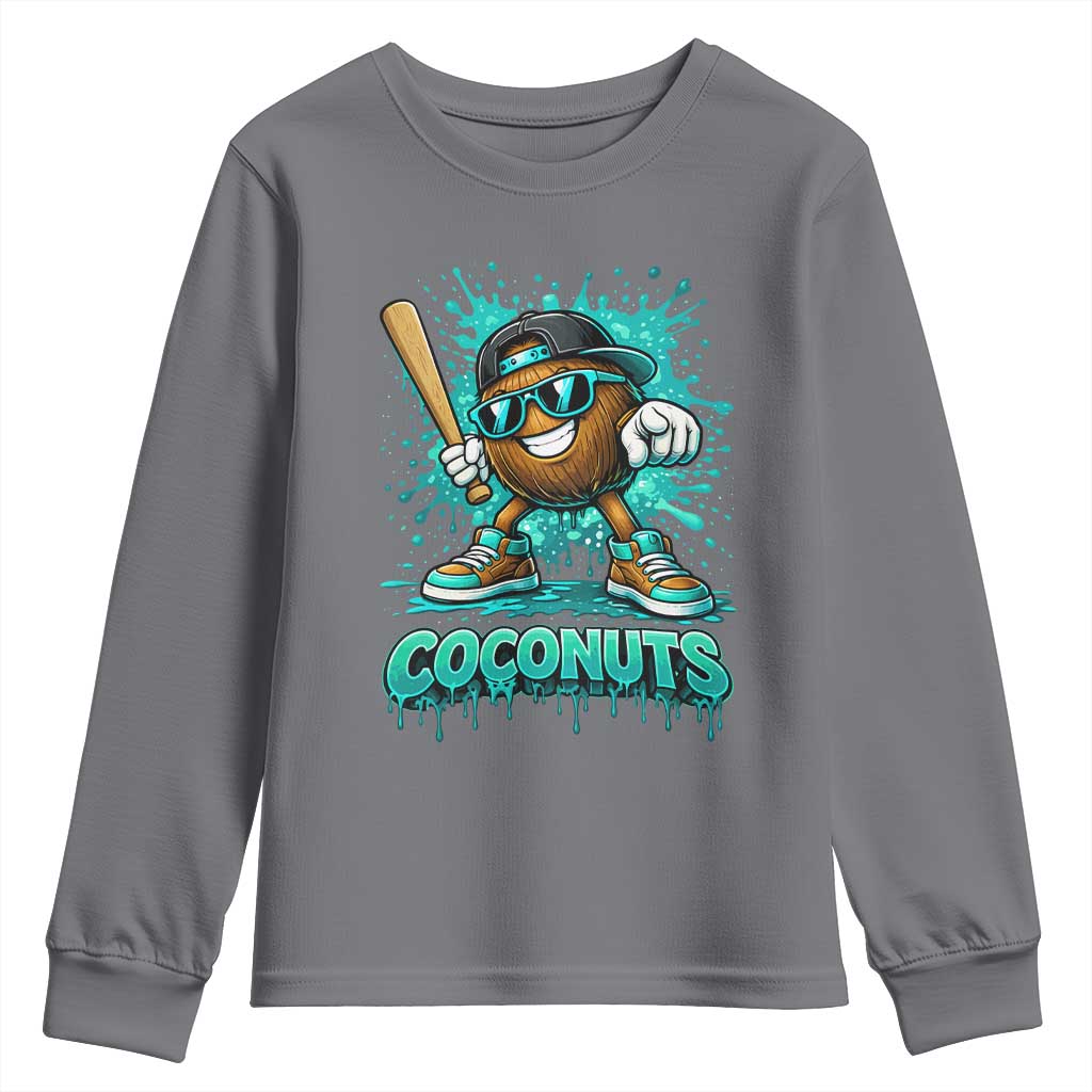Baseball Coconut Youth Sweatshirt Funny Graffiti Splatter Sports