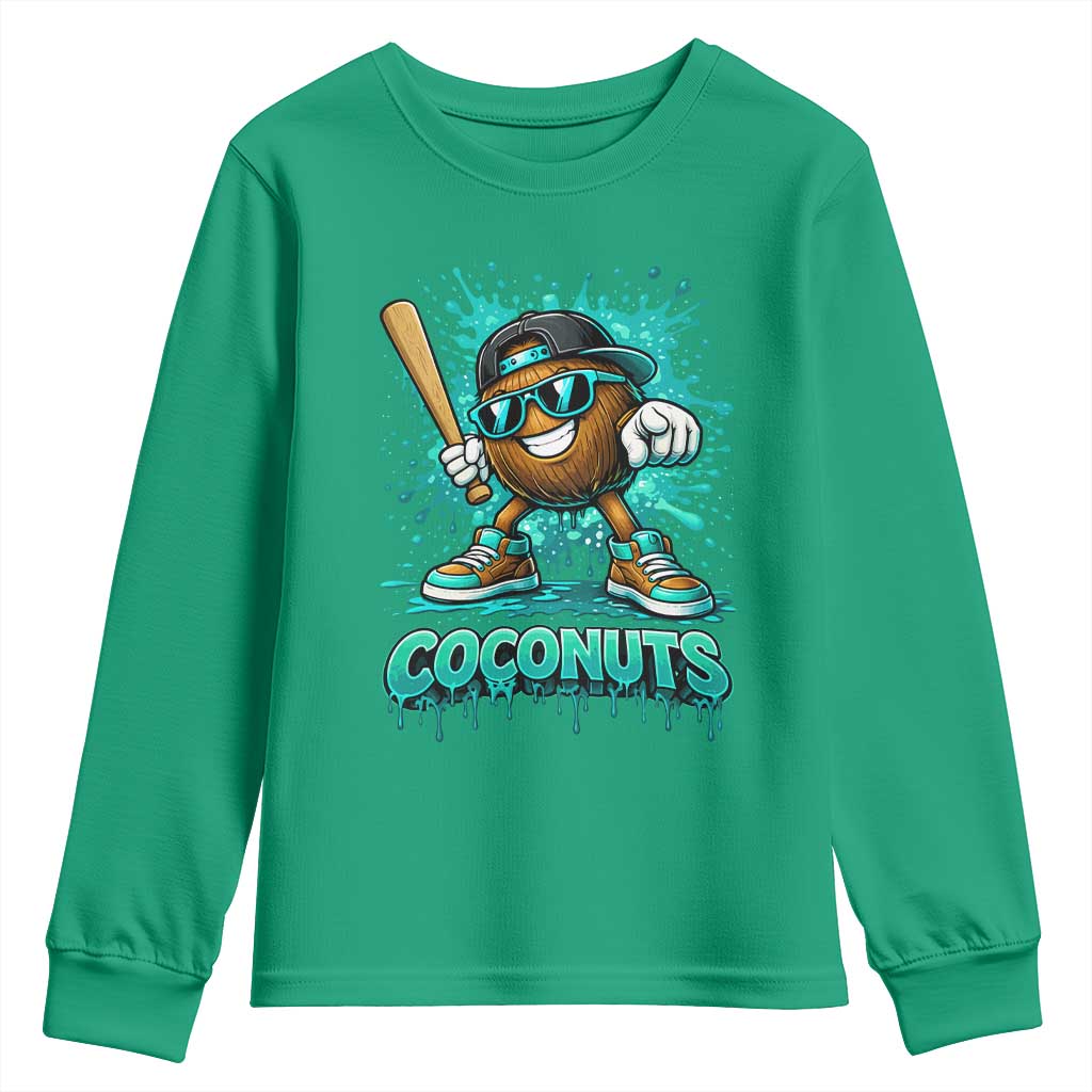 Baseball Coconut Youth Sweatshirt Funny Graffiti Splatter Sports