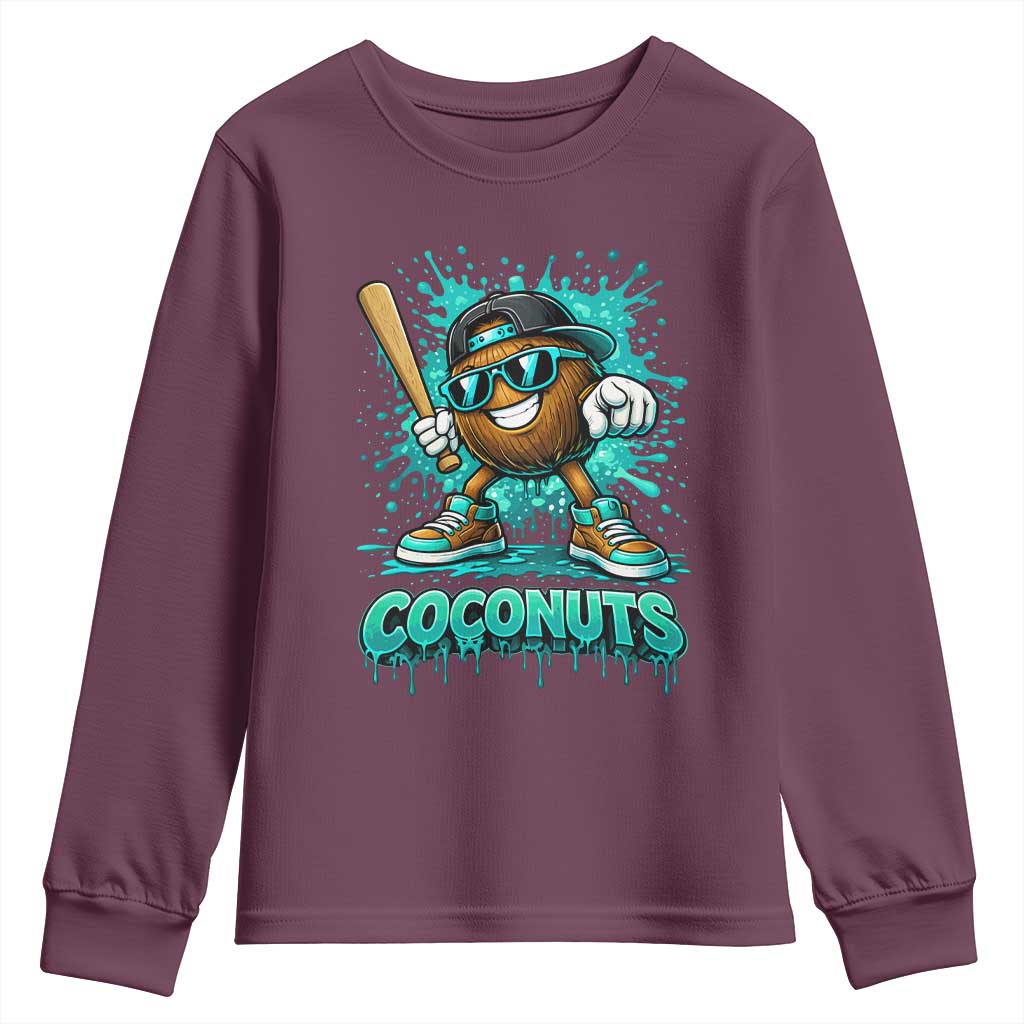 Baseball Coconut Youth Sweatshirt Funny Graffiti Splatter Sports