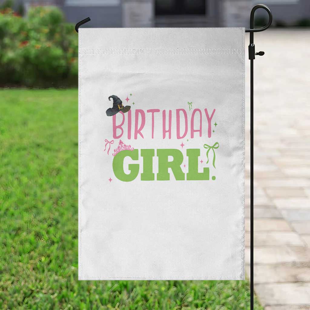 Birthday Girl Garden Flag Witch Pink Green Toddler Baby 1st 2nd 3rd 4th 5th 6th 7th