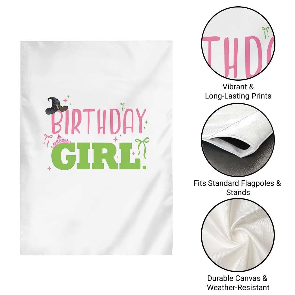 Birthday Girl Garden Flag Witch Pink Green Toddler Baby 1st 2nd 3rd 4th 5th 6th 7th