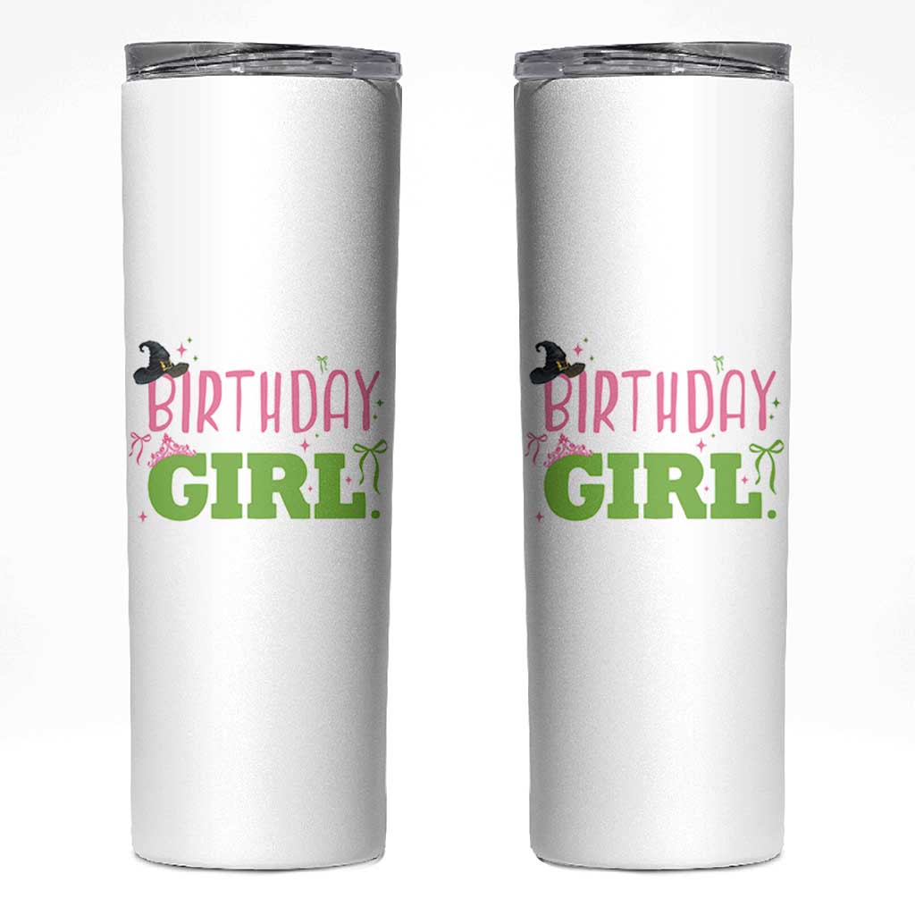 Birthday Girl Skinny Tumbler Witch Pink Green Toddler Baby 1st 2nd 3rd 4th 5th 6th 7th