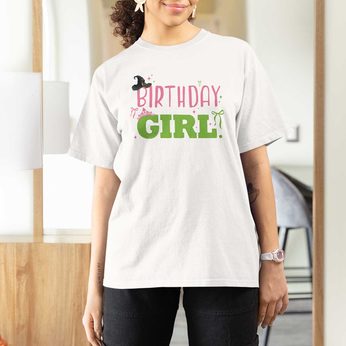 Birthday Girl T Shirt For Women Witch Pink Green Toddler Baby 1st 2nd 3rd 4th 5th 6th 7th
