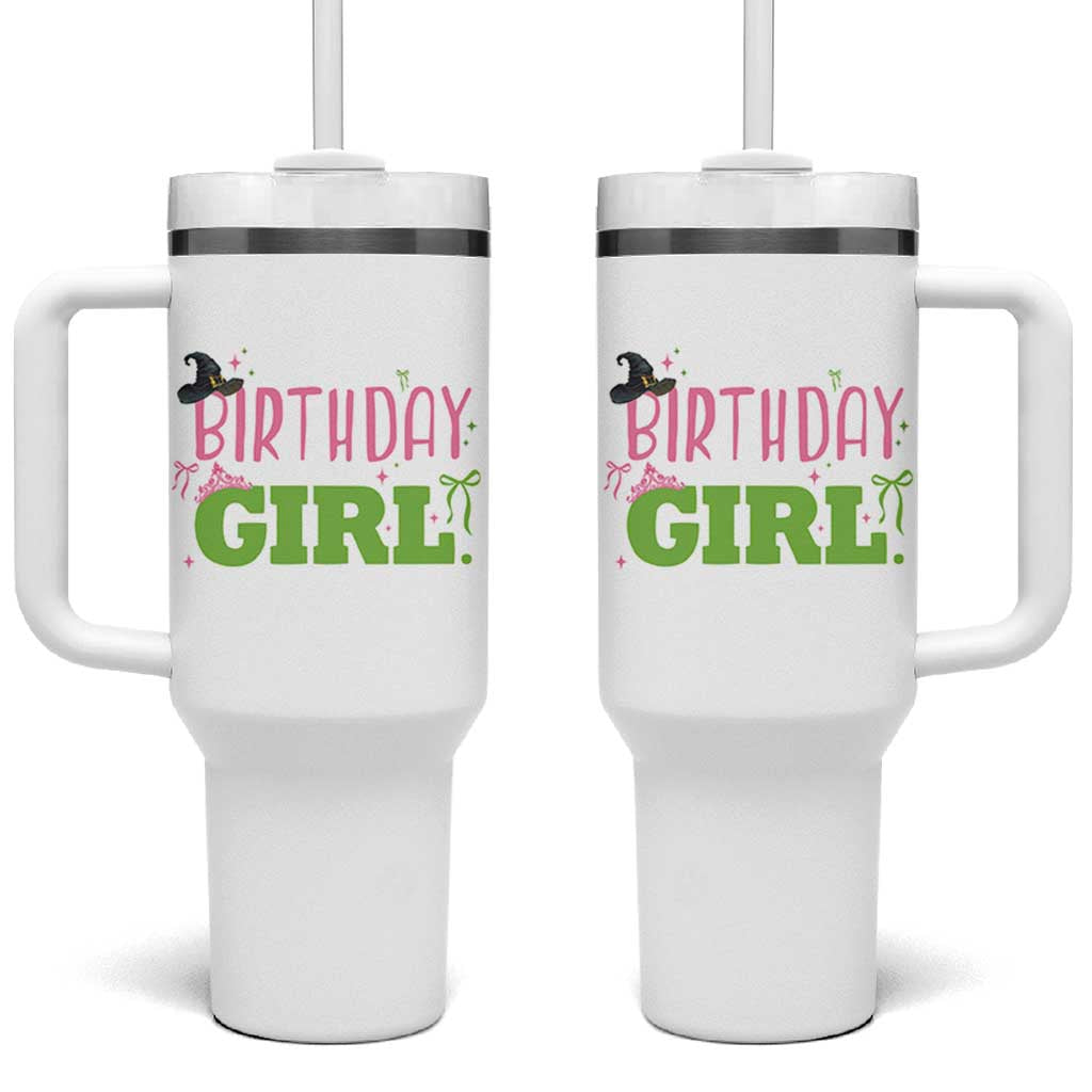 Birthday Girl Tumbler With Handle Witch Pink Green Toddler Baby 1st 2nd 3rd 4th 5th 6th 7th