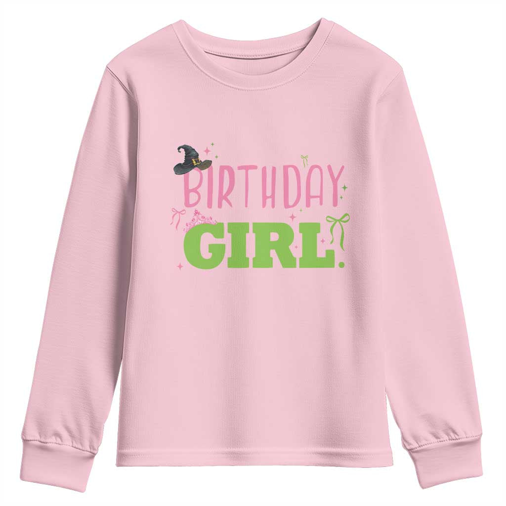 Birthday Girl Youth Sweatshirt Witch Pink Green Toddler Baby 1st 2nd 3rd 4th 5th 6th 7th
