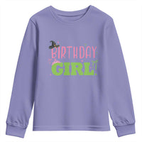 Birthday Girl Youth Sweatshirt Witch Pink Green Toddler Baby 1st 2nd 3rd 4th 5th 6th 7th