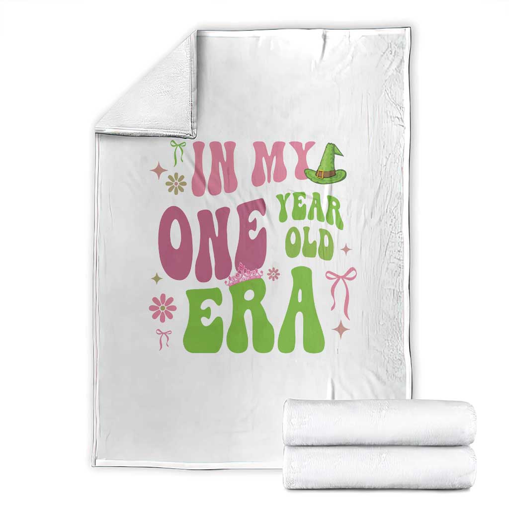Baby Girl First Birthday Outfit Throw Blanket In My One Year Old Era Witch Pink Green