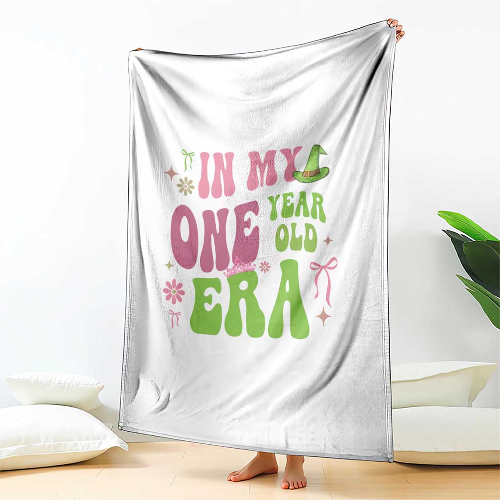 Baby Girl First Birthday Outfit Throw Blanket In My One Year Old Era Witch Pink Green