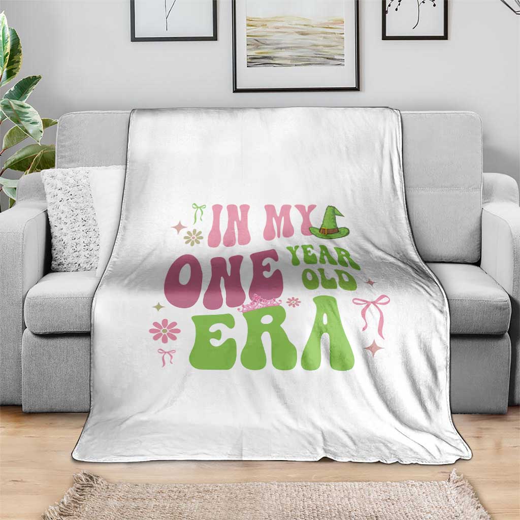 Baby Girl First Birthday Outfit Throw Blanket In My One Year Old Era Witch Pink Green