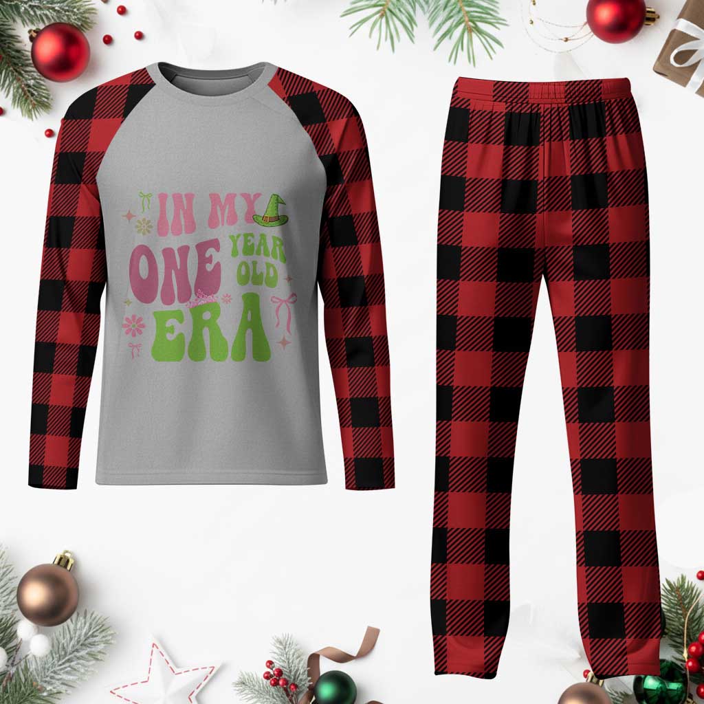 Baby Girl First Birthday Outfit Plaid Pajama Set In My One Year Old Era Witch Pink Green
