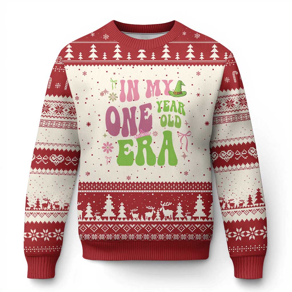 Baby Girl First Birthday Outfit Ugly Christmas Sweater In My One Year Old Era Witch Pink Green