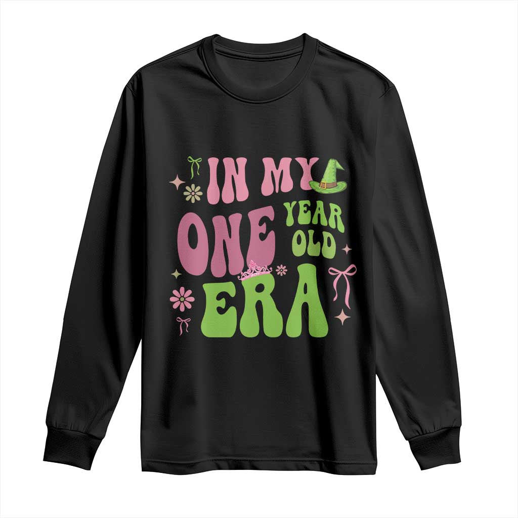 Baby Girl First Birthday Outfit Long Sleeve Shirt In My One Year Old Era Witch Pink Green